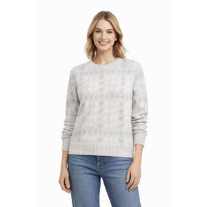 Women's 525 Light Gray Houndstooth Crew Neck Sweater S
